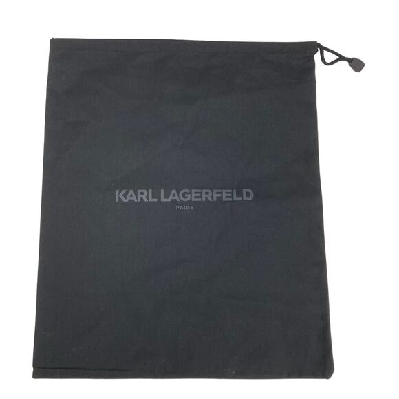 Karl Lagerfeld Paris Dust Cover Pouch Drawstring Bag Black Logo Print 16.5X13.5 - Picture 1 of 6